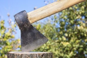 axe chopping wood